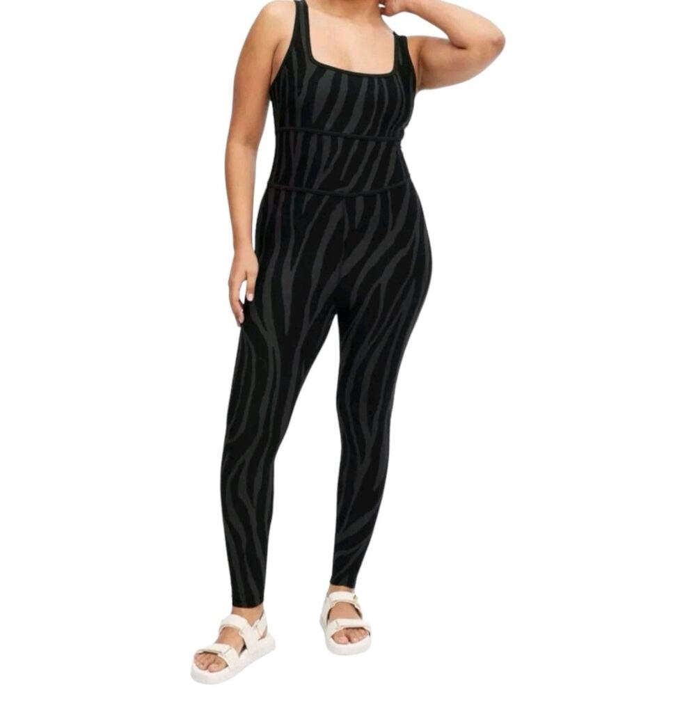 Diane von Furstenberg x Target Black Gray Racerback Tonal Zebra Jumpsuit Size XL